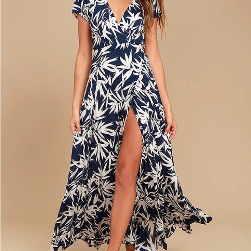 AMUSE Society Provence Maxi Wrap Dress Women’s Size Small Navy